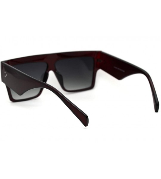 Rectangular Thick Plastic Mobster Flat Top Hipster Sunglasses - Burgundy Green - CO18YZKCLNT $19.42