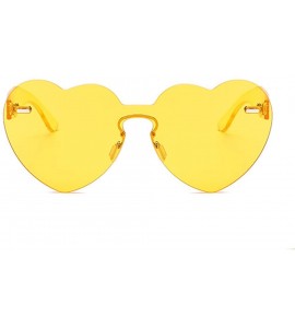 Oversized Heart Sunglasses for Women Oversized Rimless One Piece Clear Colored Sunglasses - Yellow - CJ180CE62ZK $18.40