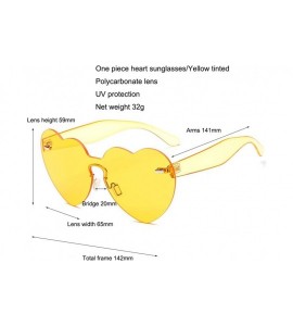 Oversized Heart Sunglasses for Women Oversized Rimless One Piece Clear Colored Sunglasses - Yellow - CJ180CE62ZK $18.40