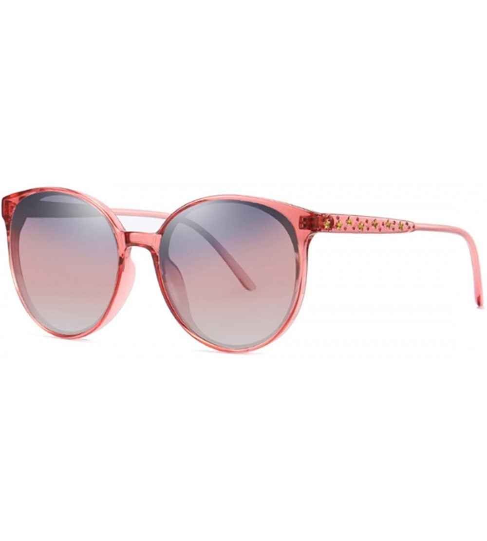 Round Women Polarized Sunglasses Retro Round Eyewear Full Rimmed Protection Anti-UV for Outing - Red - CM18QZ323OC $21.69