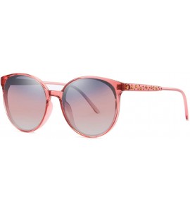 Round Women Polarized Sunglasses Retro Round Eyewear Full Rimmed Protection Anti-UV for Outing - Red - CM18QZ323OC $21.69