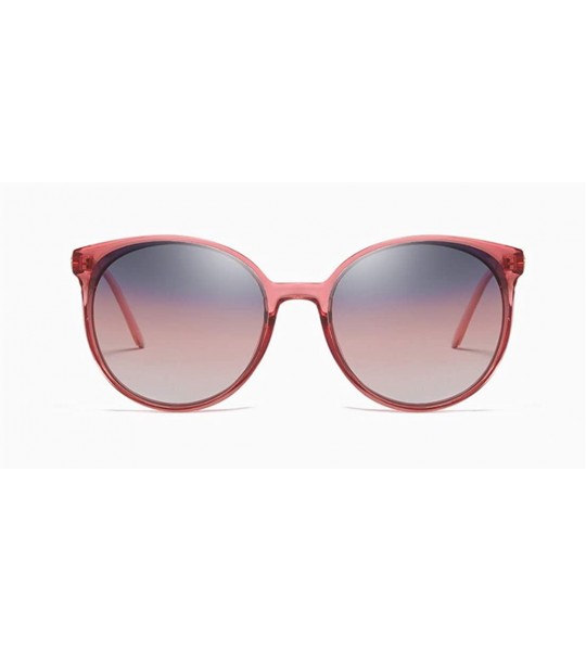 Round Women Polarized Sunglasses Retro Round Eyewear Full Rimmed Protection Anti-UV for Outing - Red - CM18QZ323OC $21.69