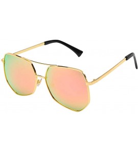 Goggle Polygon Sunglasses Delicate Metal Frame for Men Women UV 400 Protection - Gold Frame_pink Lens - CB18WDDNC2W $23.74