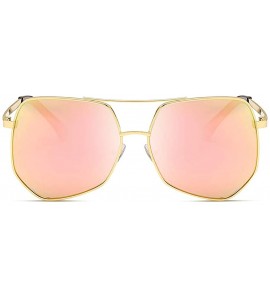 Goggle Polygon Sunglasses Delicate Metal Frame for Men Women UV 400 Protection - Gold Frame_pink Lens - CB18WDDNC2W $23.74