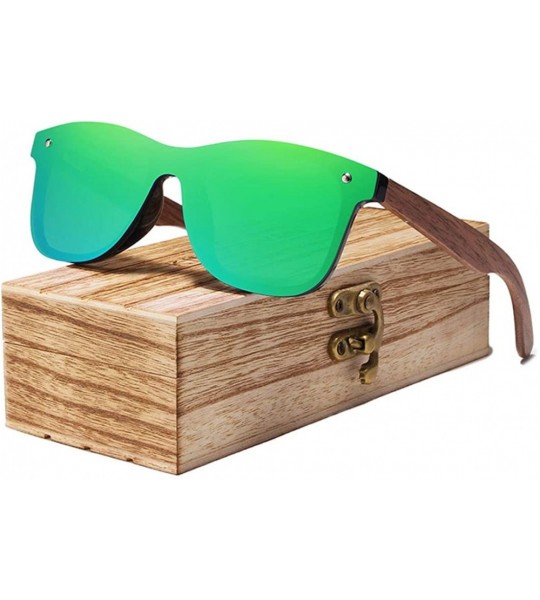 Goggle Mens Sunglasses Polarized Walnut Wood Mirror Lens Sun Glasses Women - Green Walnut Wood - CC194O3SRW0 $59.81