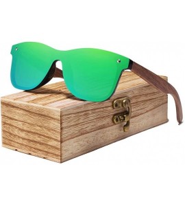 Goggle Mens Sunglasses Polarized Walnut Wood Mirror Lens Sun Glasses Women - Green Walnut Wood - CC194O3SRW0 $59.81