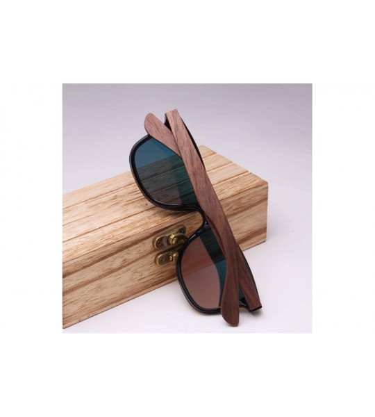 Goggle Mens Sunglasses Polarized Walnut Wood Mirror Lens Sun Glasses Women - Green Walnut Wood - CC194O3SRW0 $59.81