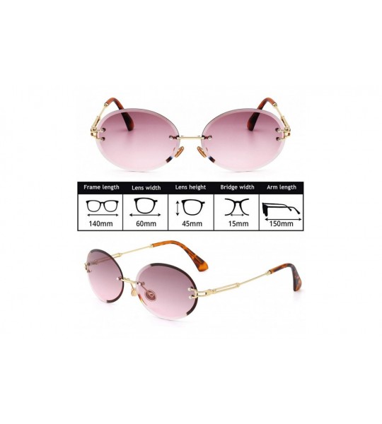 Rimless Stratos - Retro Oval Rimless Tinted Sunglasses - Gold X Haze Tint - CW18UY7W8GW $50.72