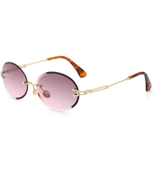 Rimless Stratos - Retro Oval Rimless Tinted Sunglasses - Gold X Haze Tint - CW18UY7W8GW $50.72