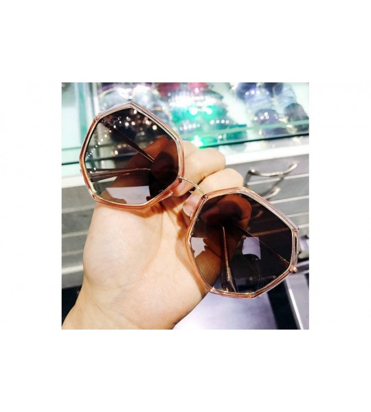 Goggle Irregular polygon polarized sunglasses Big frame Ladies Sunshade glasses Fashion Mens Goggle - Brown - CN18WYNY8EE $26.51