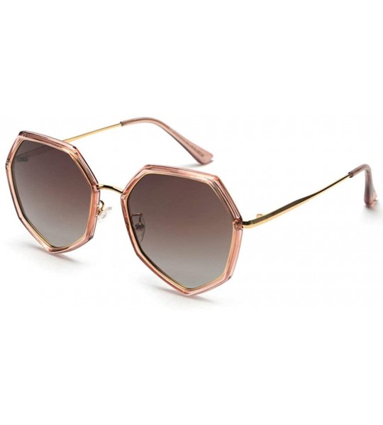 Goggle Irregular polygon polarized sunglasses Big frame Ladies Sunshade glasses Fashion Mens Goggle - Brown - CN18WYNY8EE $26.51