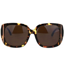 Rectangular Womens Mod Thick Rectangular Plastic Designer Fashion Sunglasses - Tortoise Solid Brown - CZ18IDRO46L $24.15