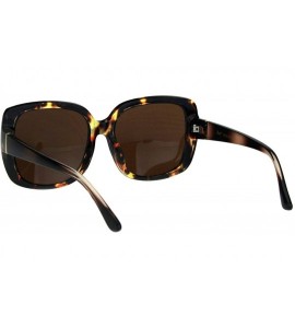 Rectangular Womens Mod Thick Rectangular Plastic Designer Fashion Sunglasses - Tortoise Solid Brown - CZ18IDRO46L $24.15