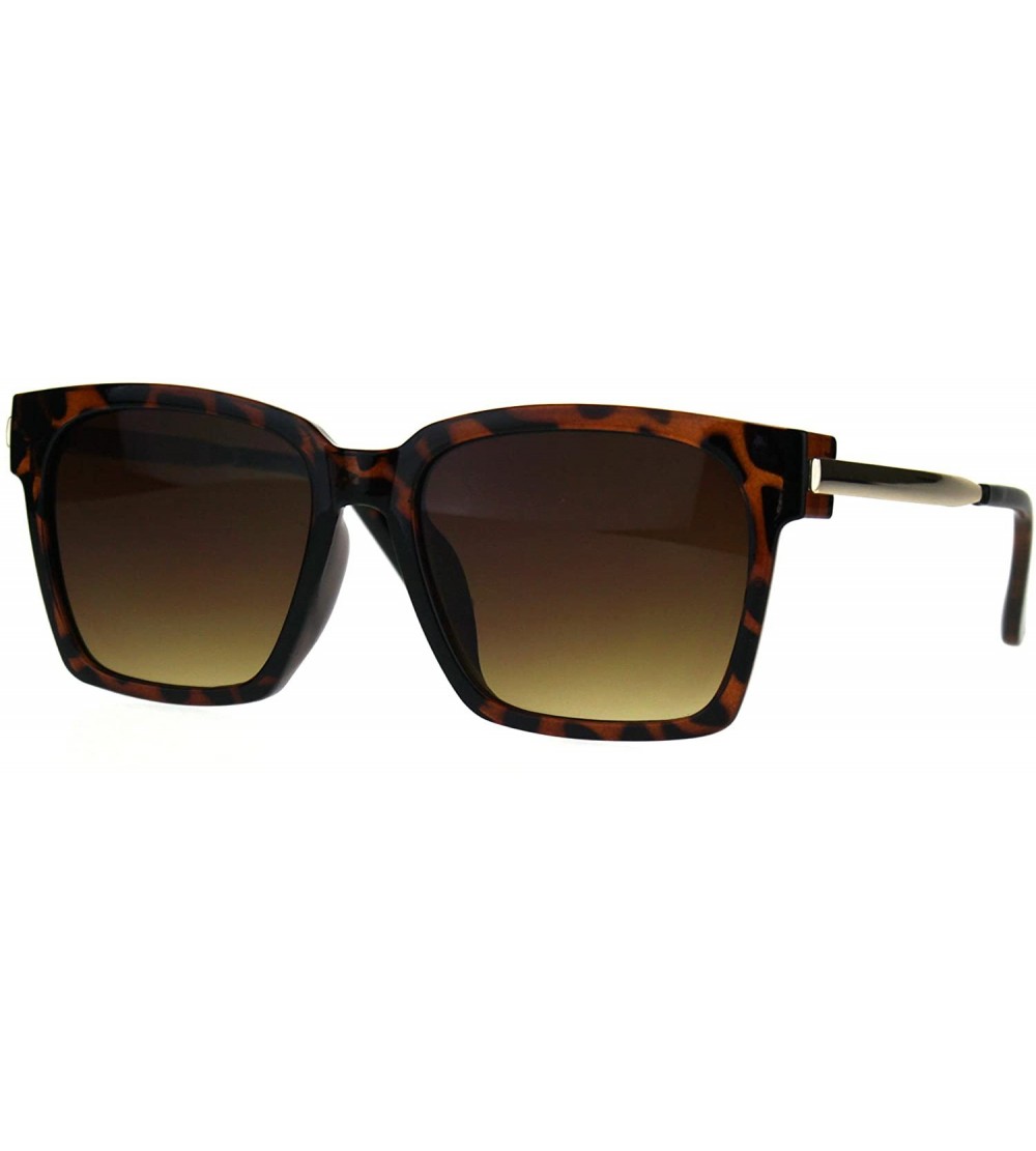 Rectangular Retro Boyfriend Plastic Rim Horned Hipster Sunglasses - Tortoise Brown - CA187W5NRYQ $18.20