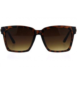 Rectangular Retro Boyfriend Plastic Rim Horned Hipster Sunglasses - Tortoise Brown - CA187W5NRYQ $18.20