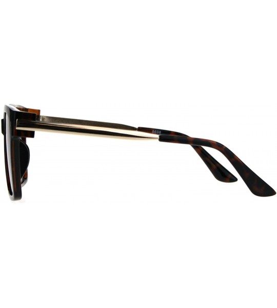 Rectangular Retro Boyfriend Plastic Rim Horned Hipster Sunglasses - Tortoise Brown - CA187W5NRYQ $18.20