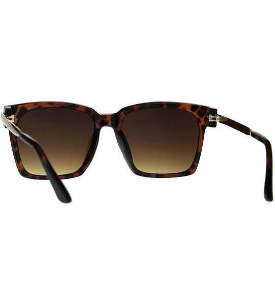 Rectangular Retro Boyfriend Plastic Rim Horned Hipster Sunglasses - Tortoise Brown - CA187W5NRYQ $18.20