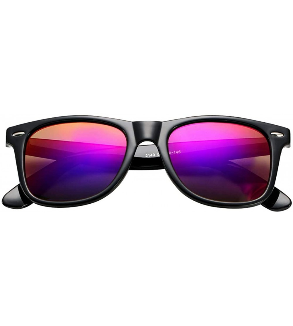 Wayfarer Classic Polarized Sunglasses for Men Women Retro UV400 Sun Glasses - A3 Bright Black Frame/Purple Mirror Lens - C818...