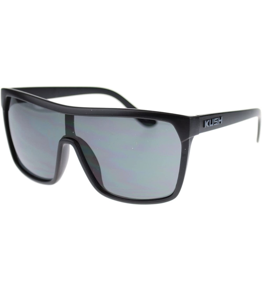 Shield Kush Marijuana Pot Flat Top Shield Mobster Plastic Sunglasses - Black Grey - CI11OMSCLZF $18.23