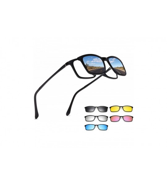 Rimless Polarized Sunglasses Men Women 5 In 1 Magnetic Clip On Glasses - Leopard Frame-12 - C318T932UZW $64.06