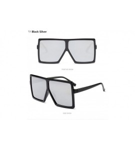 Square Designer Oversized Women Men Mirrored Sunglasses Hiphop Square Full Frame - Black Silver - C3188N8Y5SD $22.27