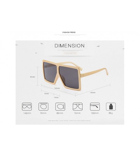 Square Designer Oversized Women Men Mirrored Sunglasses Hiphop Square Full Frame - Black Silver - C3188N8Y5SD $22.27