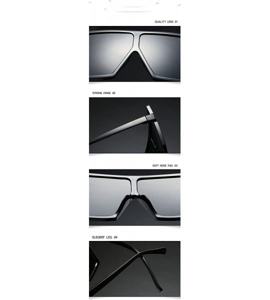 Square Designer Oversized Women Men Mirrored Sunglasses Hiphop Square Full Frame - Black Silver - C3188N8Y5SD $22.27