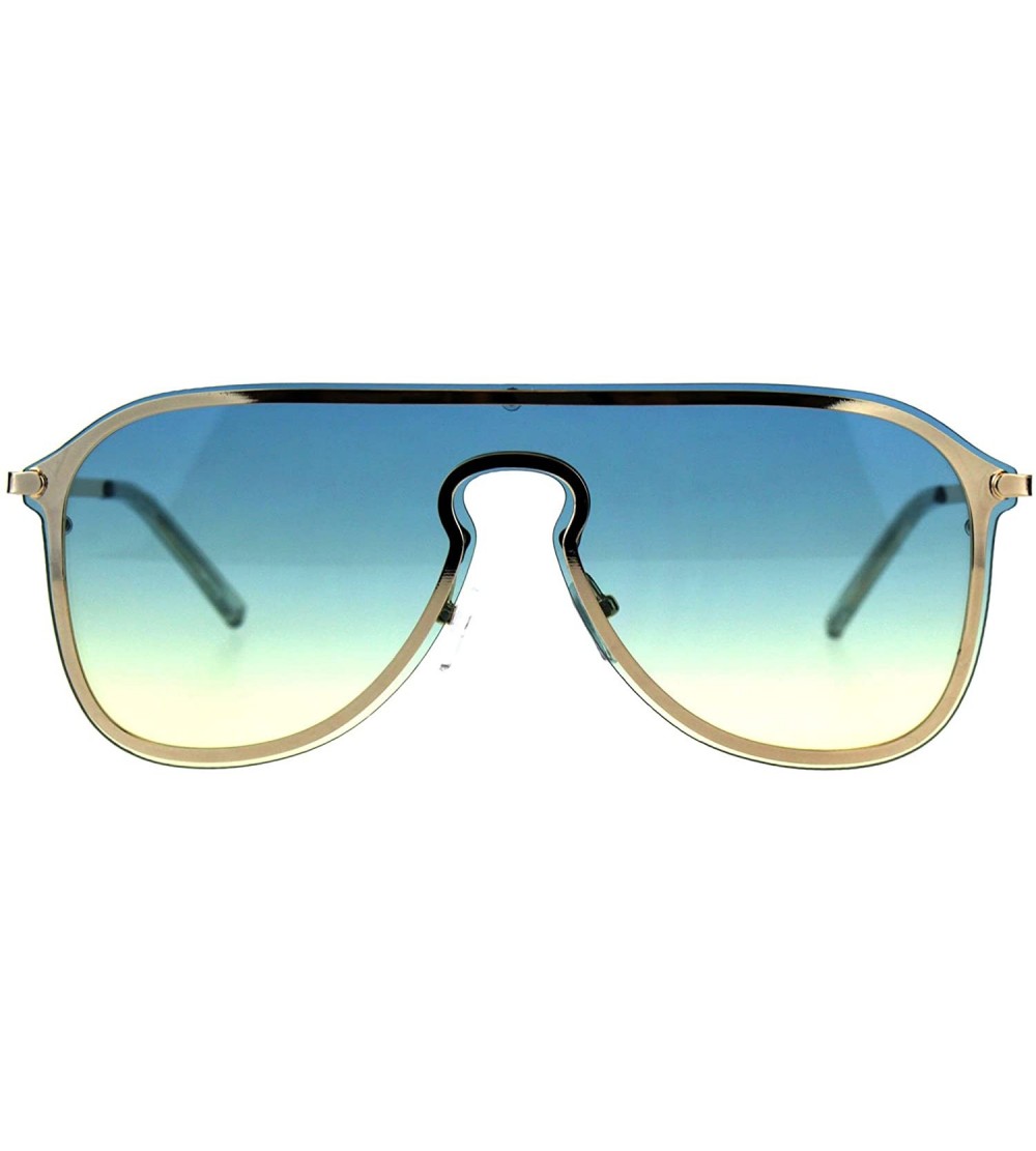 Aviator Designer Style Sunglasses Unisex Retro Keyhole Aviator Fashion Color Lens - Gold (Blue Yellow) - C518E8KYONZ $20.71