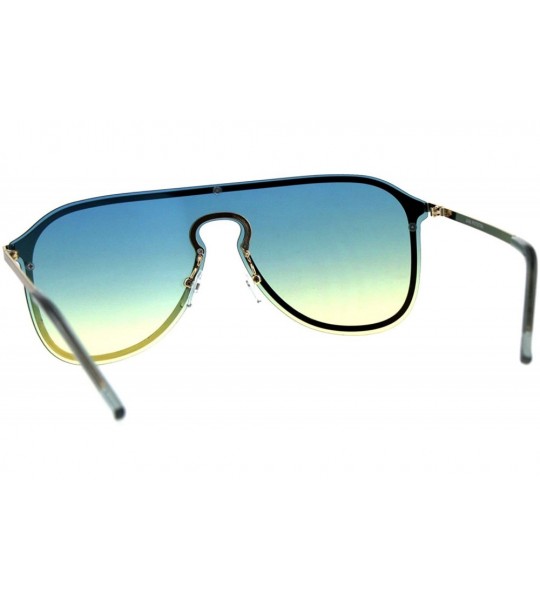 Aviator Designer Style Sunglasses Unisex Retro Keyhole Aviator Fashion Color Lens - Gold (Blue Yellow) - C518E8KYONZ $20.71