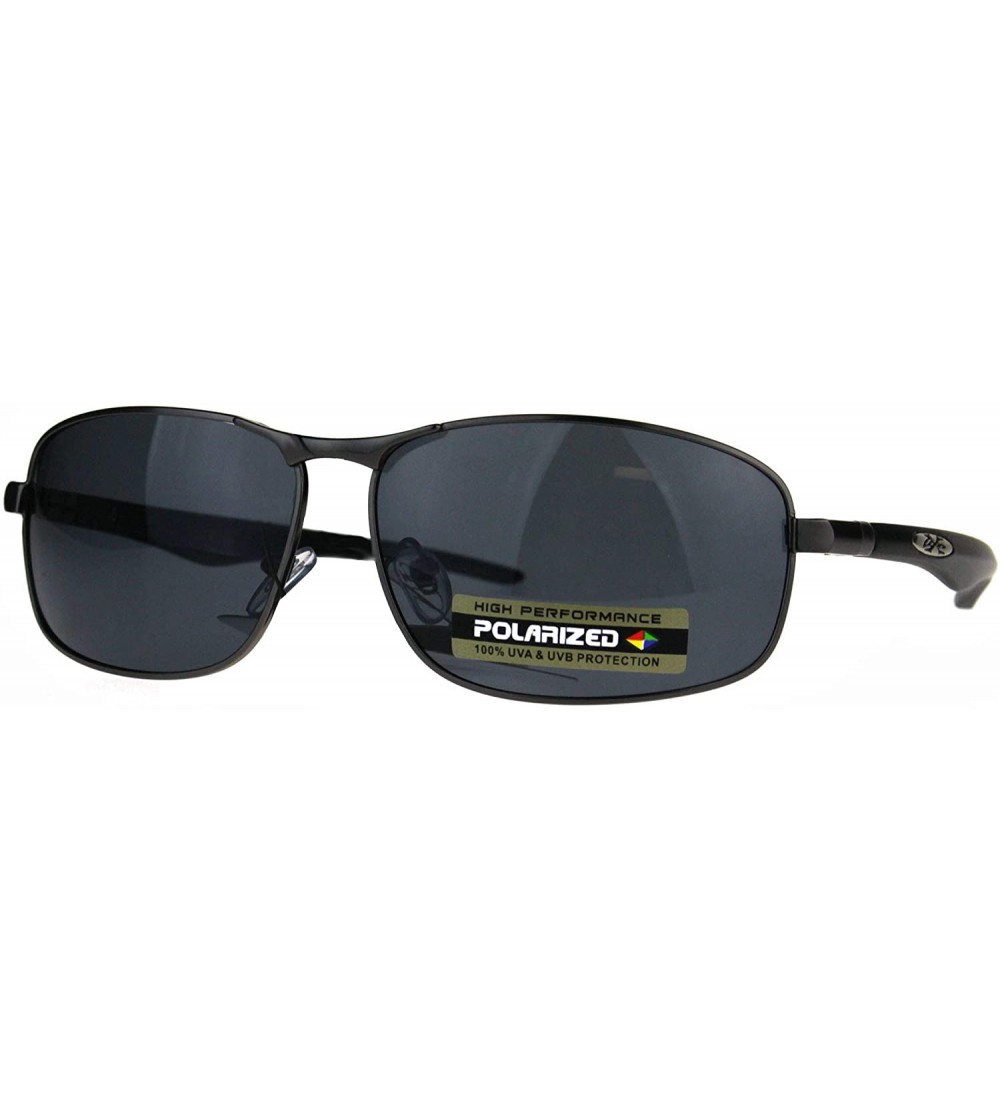 Rectangular Polarized Xloop Rectangular Metal Rim Warp Sport Mens Sunglasses - Gunmetal Black - CQ188HM5LWA $22.86