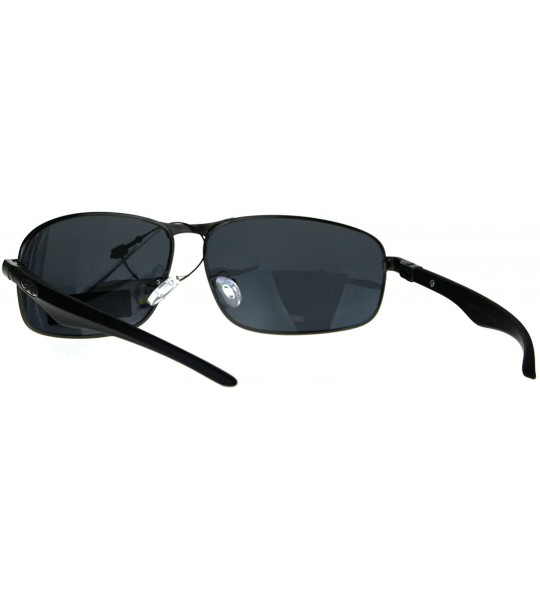 Rectangular Polarized Xloop Rectangular Metal Rim Warp Sport Mens Sunglasses - Gunmetal Black - CQ188HM5LWA $22.86