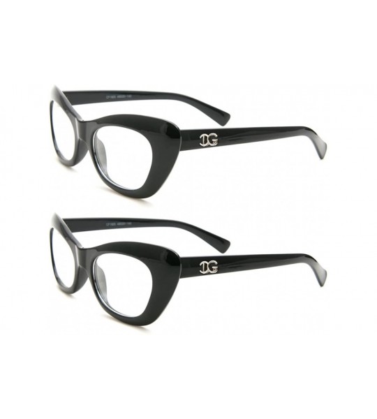 Cat Eye Women's Cat Eyes Clear Lens Glasses Frames Cosplay Fashion Eye Glasses - 2 Pack Black - CU18255LEHM $24.26