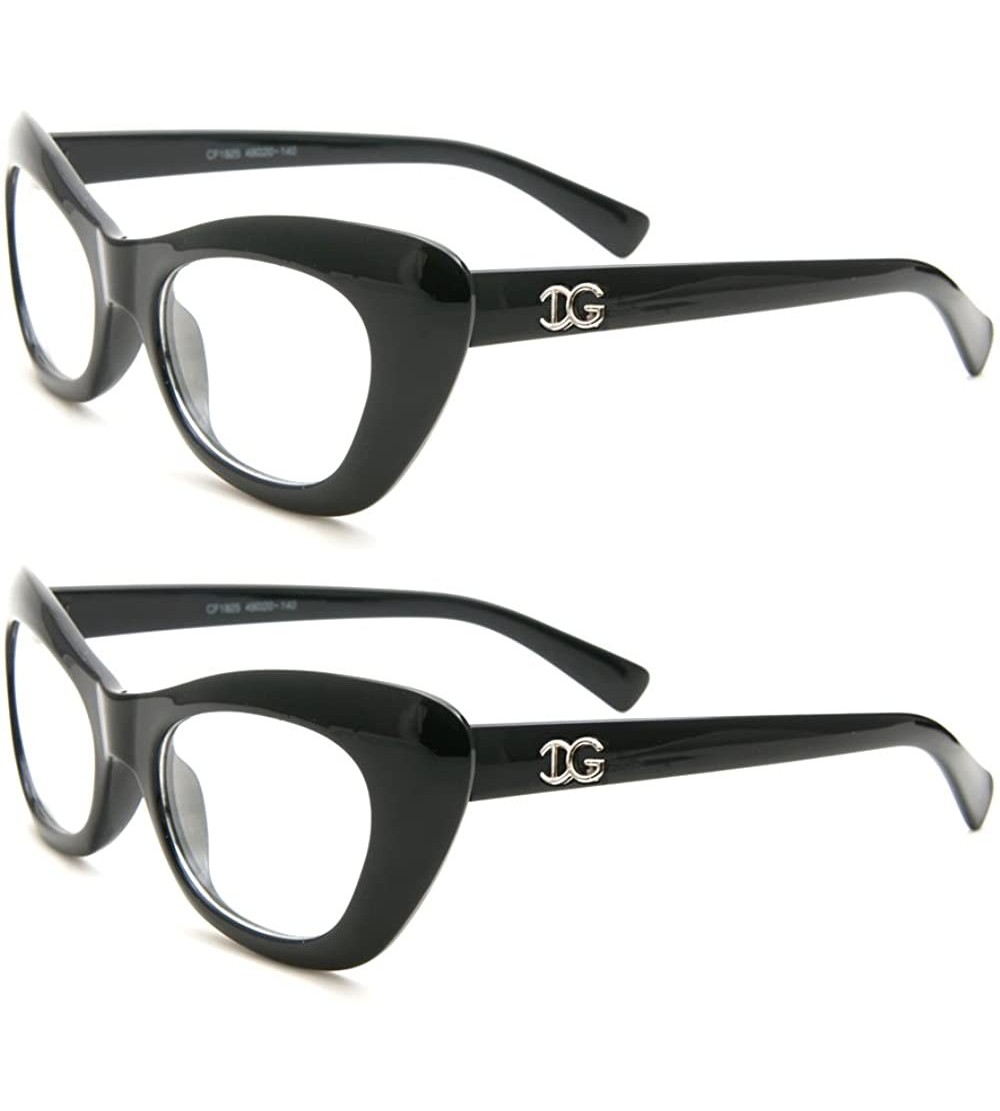 Cat Eye Women's Cat Eyes Clear Lens Glasses Frames Cosplay Fashion Eye Glasses - 2 Pack Black - CU18255LEHM $24.26