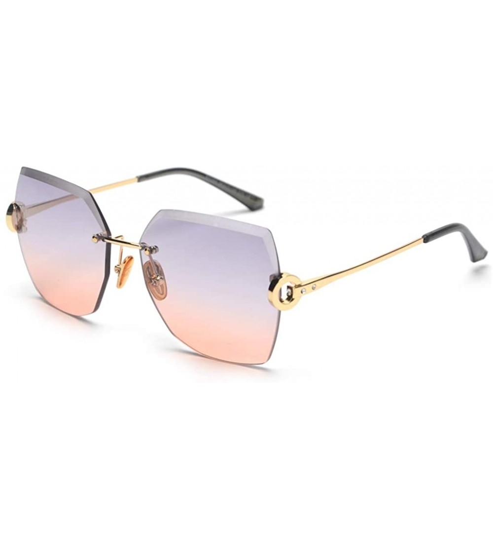 Rimless Brown No Frame Big Sunglasses Women Rhinestone Rimless Sun Glasses for Women Square UV400 - Grey Orange - CE18ALMHR3K...