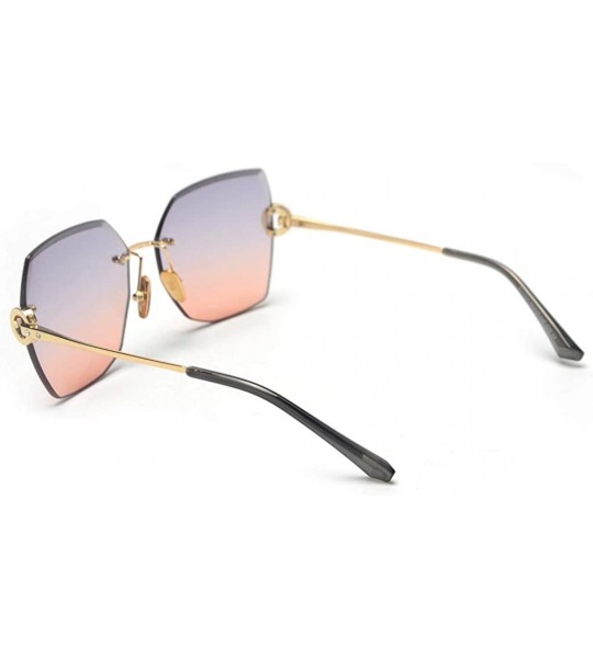 Rimless Brown No Frame Big Sunglasses Women Rhinestone Rimless Sun Glasses for Women Square UV400 - Grey Orange - CE18ALMHR3K...