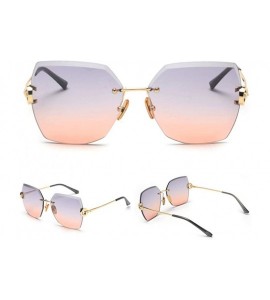 Rimless Brown No Frame Big Sunglasses Women Rhinestone Rimless Sun Glasses for Women Square UV400 - Grey Orange - CE18ALMHR3K...