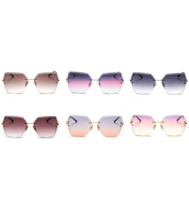 Rimless Brown No Frame Big Sunglasses Women Rhinestone Rimless Sun Glasses for Women Square UV400 - Grey Orange - CE18ALMHR3K...