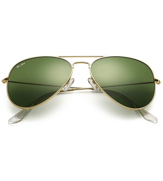 Round Aviator Sunglasses for Men - Classic Metal Frame Sunglasses for Women 100% Glass Lens - CR194OTO8IK $43.78