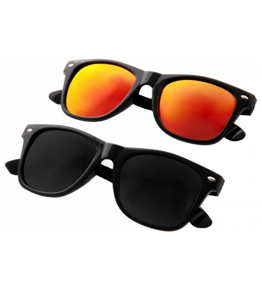 Square Sunglasses 2 pack Men Women Polarized UV400 Mirrored Lens Stylish - C218YL9WORR $22.52