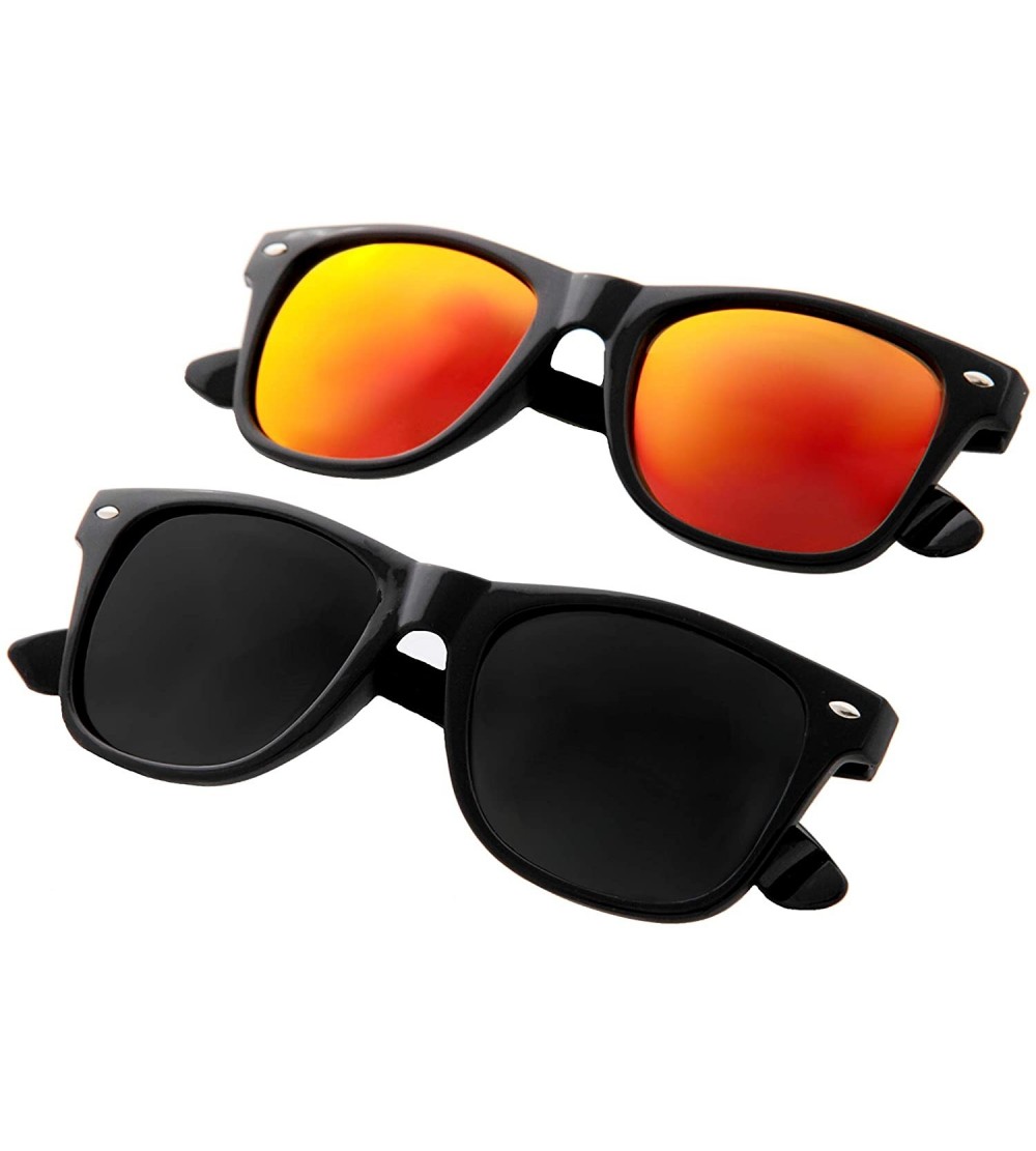 Square Sunglasses 2 pack Men Women Polarized UV400 Mirrored Lens Stylish - C218YL9WORR $22.52