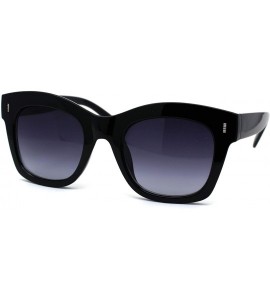 Rectangular Womens Thick Plastic Horn Boyfriend Style Hipster Sunglasses - Black Smoke - C5196R6OQQ7 $18.34