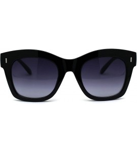 Rectangular Womens Thick Plastic Horn Boyfriend Style Hipster Sunglasses - Black Smoke - C5196R6OQQ7 $18.34