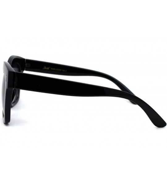 Rectangular Womens Thick Plastic Horn Boyfriend Style Hipster Sunglasses - Black Smoke - C5196R6OQQ7 $18.34