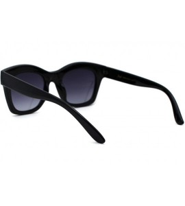 Rectangular Womens Thick Plastic Horn Boyfriend Style Hipster Sunglasses - Black Smoke - C5196R6OQQ7 $18.34