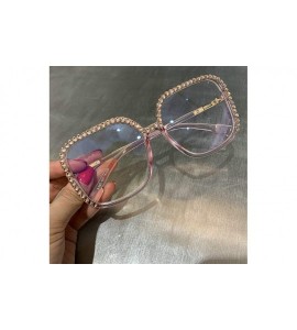 Oversized sunglasses women Brand designer oversize square sun glasses men luxury Diamond sunglasses clear lens - Pink - CK18A...