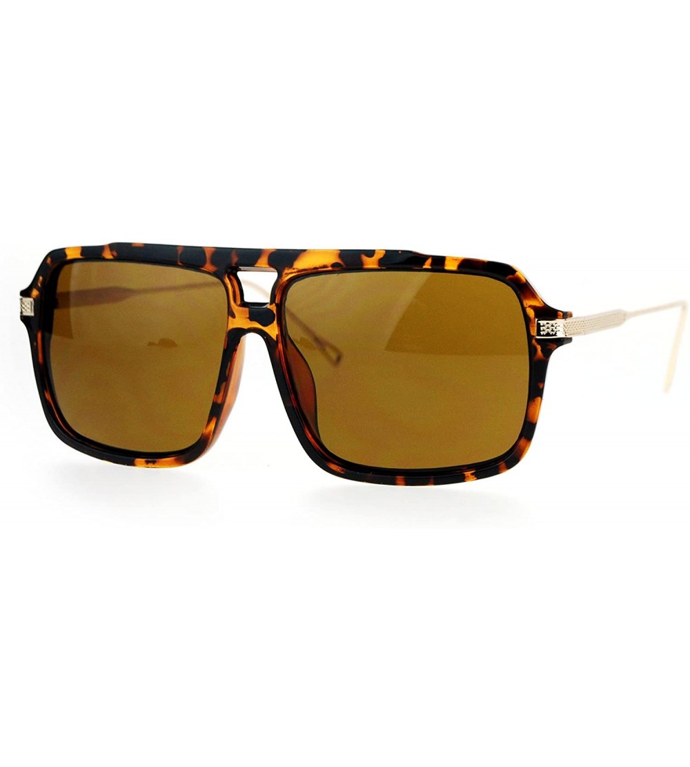 Square Mens Fashion Sunglasses Designer Retro Style Square Frame UV 400 - Brown Tort (Brown) - C8183O7XIRY $23.53