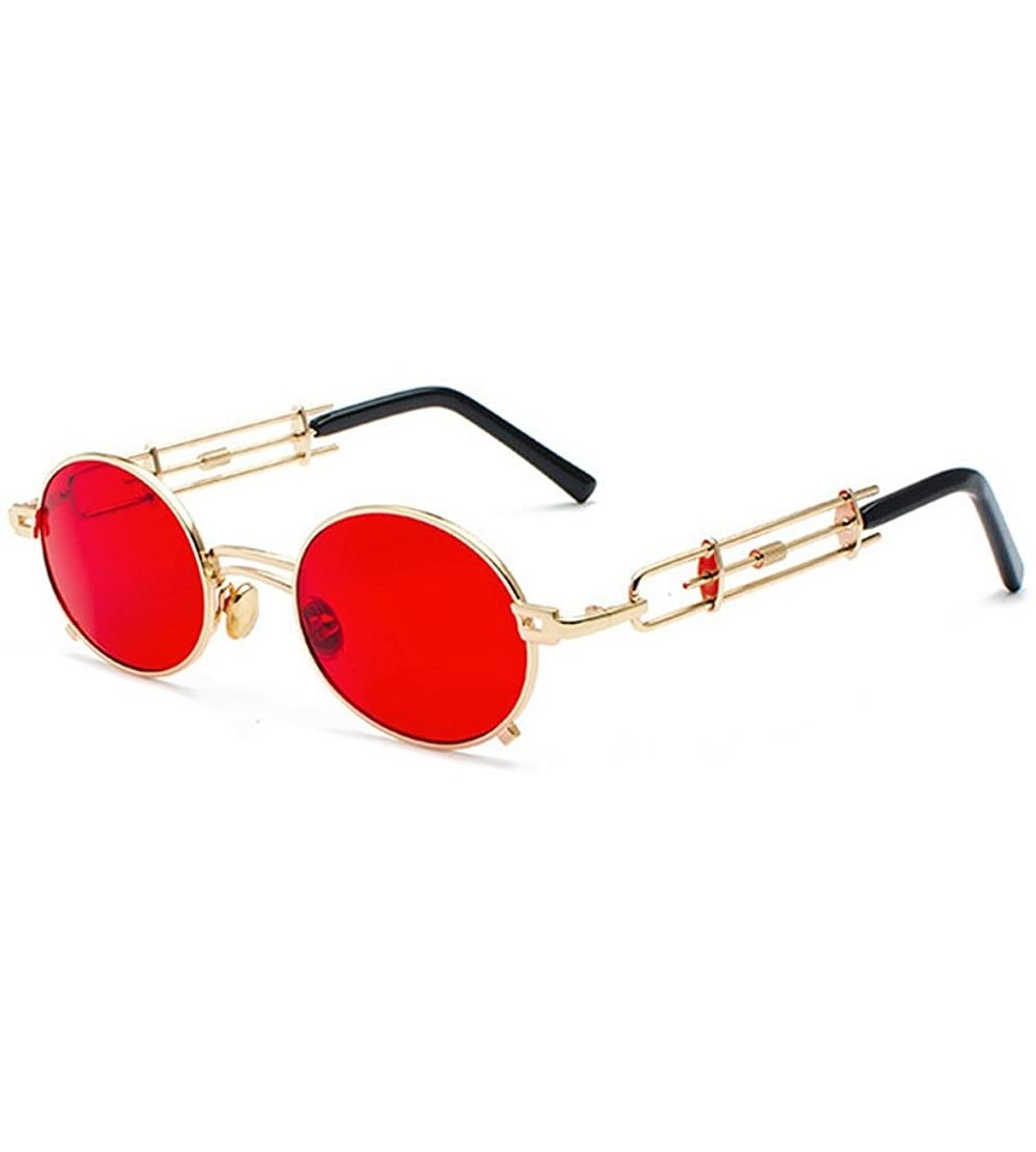 Oval punk Small Oval Sunglasses2018 Hot Sale Small Fashion Vintage Sunglasses UV400 - Red - CG18D2X5DTY $23.90