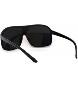 Oversized Mens 80s Oversize Shield Plastic Biker Style Sunglasses - Shiny Black Rusta Mirror - C018XL57U4C $18.75