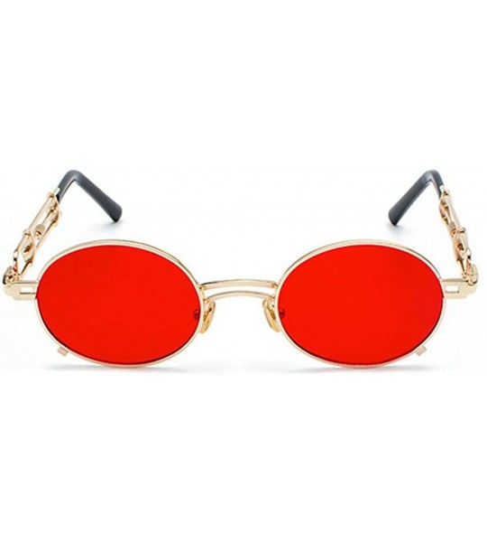 Oval punk Small Oval Sunglasses2018 Hot Sale Small Fashion Vintage Sunglasses UV400 - Red - CG18D2X5DTY $23.90