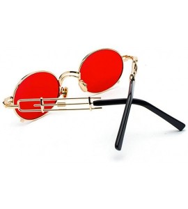 Oval punk Small Oval Sunglasses2018 Hot Sale Small Fashion Vintage Sunglasses UV400 - Red - CG18D2X5DTY $23.90